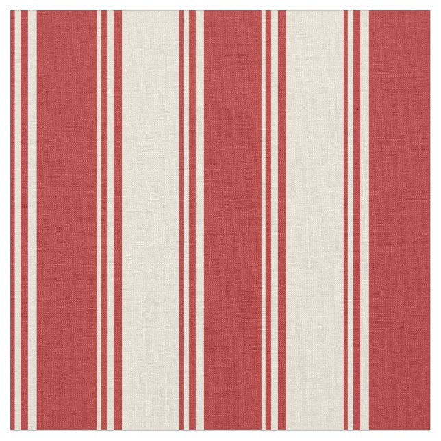 Red & Bisque Coloured Lined/Striped Pattern Fabric (Close Up)