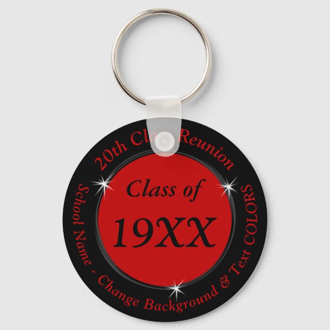 Red Black 20th Year School Reunion or Your Colours Key Ring (Front)