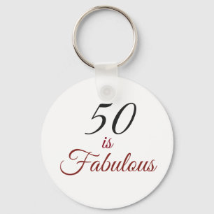 Red & Black "50 is Fabulous" 50th Birthday Party K Key Ring