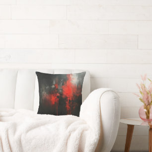 Red Black Abstract Art Cushion