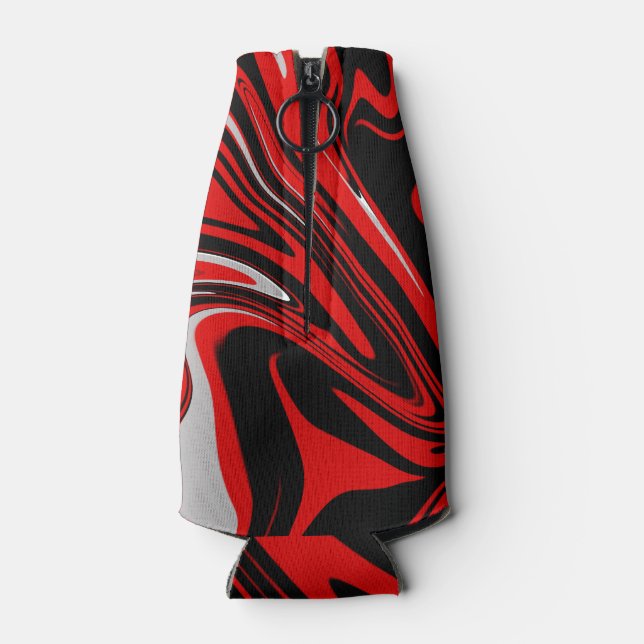 Red & Black Abstract  Bottle Cooler (Back)