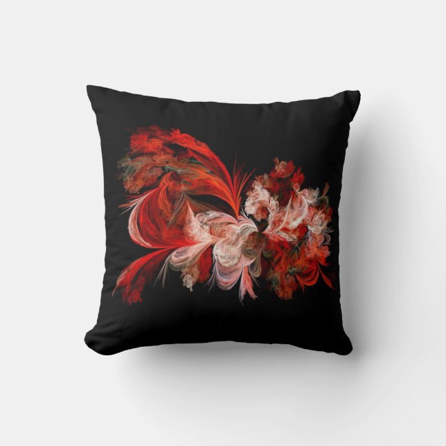 Red Black Abstract Decorative Accent Throw Pillow (Front)