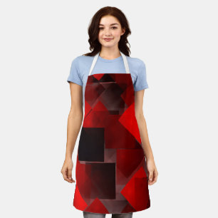 Red black abstract geometric decoration apron