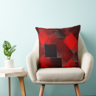 Red black abstract geometric decoration cushion