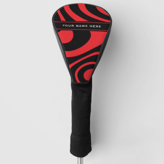 Red Black Abstract Modern Personalised Name Golf Head Cover