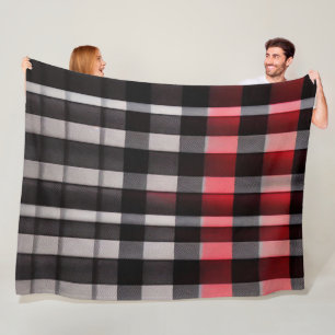 Red Black Abstract Plaid Modern Collection Fleece Blanket