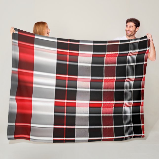 Red Black Abstract Plaid Popular Collection Fleece Blanket (In Situ)