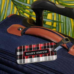 Red Black Abstract Plaid Popular Collection Luggage Tag