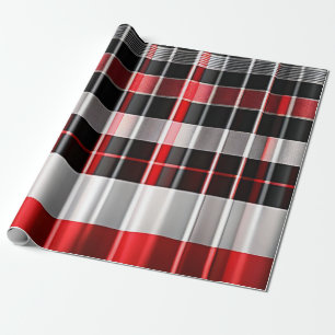 Red Black Abstract Plaid Popular Collection Wrapping Paper