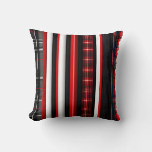 Red Black Abstract Plaid Trendy Collection Cushion