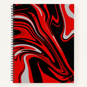 Red & Black Abstract Spiral Notebook
