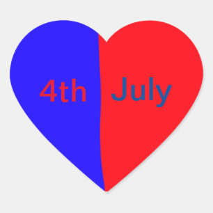 Red black American day 4th july add text simple  Heart Sticker