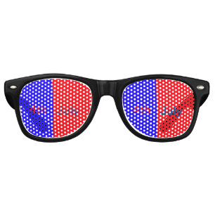 Red black American day 4th july add text simple Retro Sunglasses