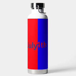 Red black American day 4th july add text simple Water Bottle