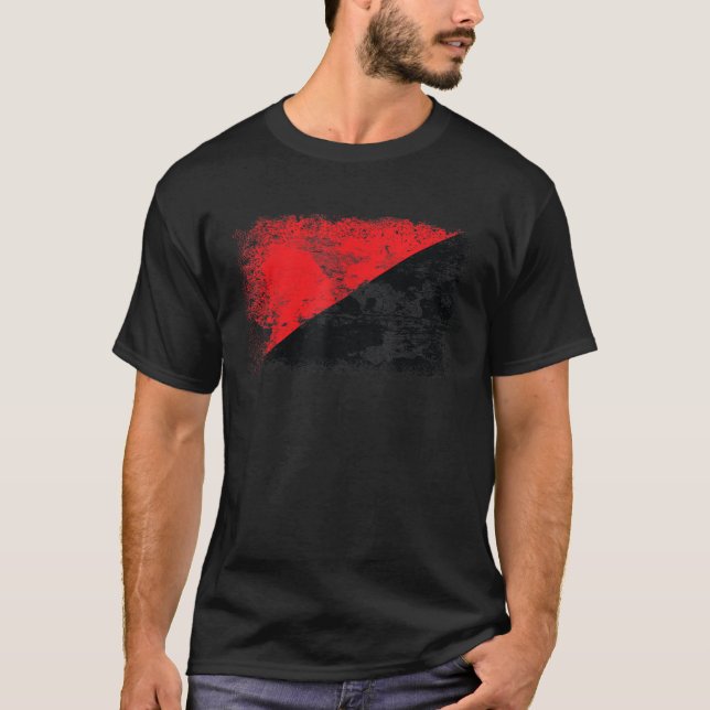 Red Black Anarchy Flag Anarchist Flag Tee (Front)