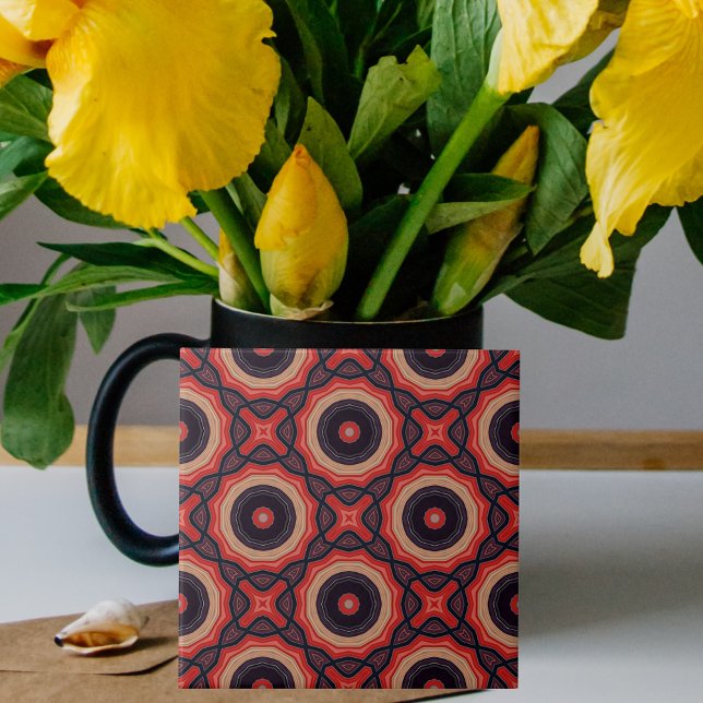 Red Black And Beige Abstract Geometric Pattern  Ceramic Tile (Creator Uploaded)