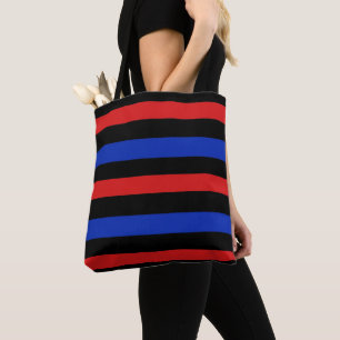 Red, Black and Blue Stripes 3688 Tote Bag