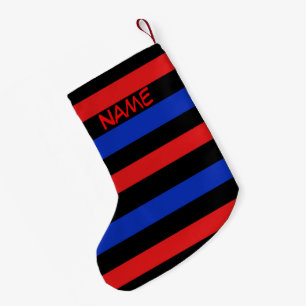 Red, Black and Blue Stripes Christmas Stocking