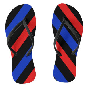 Red, Black and Blue Stripes Flip Flops