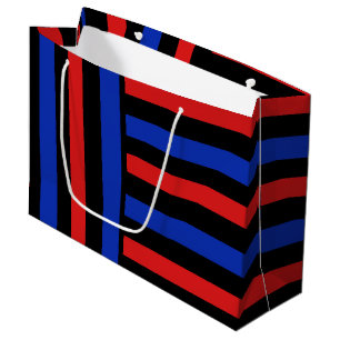 Red, Black and Blue Stripes Large Gift Bag