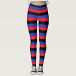 Red, Black and Blue Stripes Leggings<br><div class="desc">Abstract digital art of red,  black and blue stripes.</div>