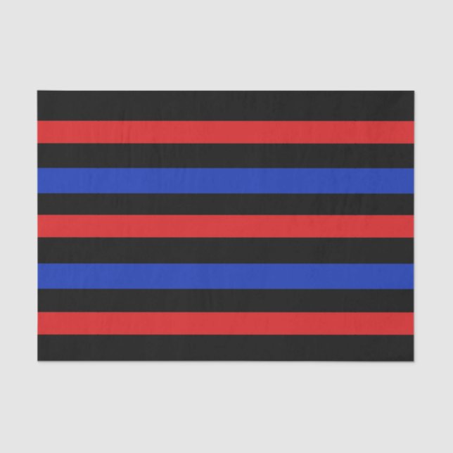 Red, Black and Blue Stripes Tissue Paper (Front)