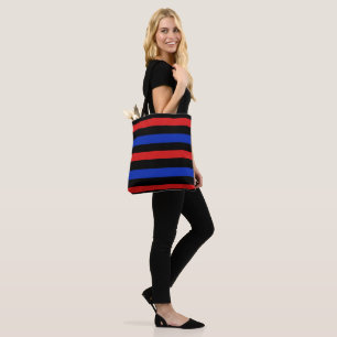 Red, Black and Blue Stripes Tote Bag