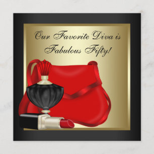 Red Black and Gold Birthday Party Invitation