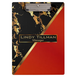 Red, Black and Gold Marble Design Clipboard