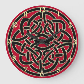 Red Black and Gold Metallic Celtic Knot Clock