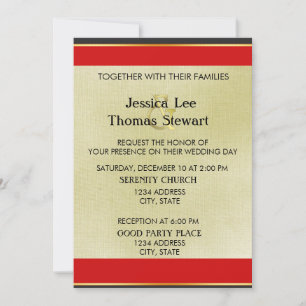 Red, Black and Gold Simple Elegance Invitation