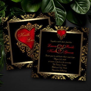 Red Black and Gold Wedding Invitation