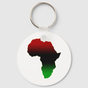 Red, Black and Green Africa Shape Key Ring