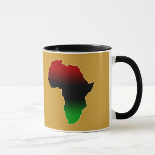 Red, Black and Green Africa Shape Mug