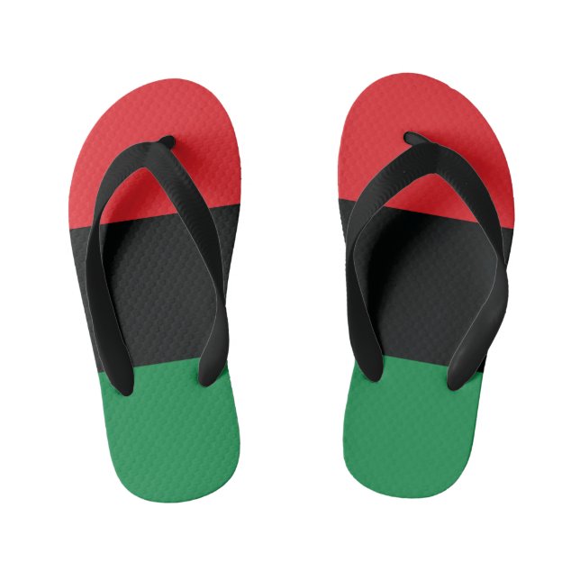Red, Black and Green Flag Kid's Thongs (Footbed)