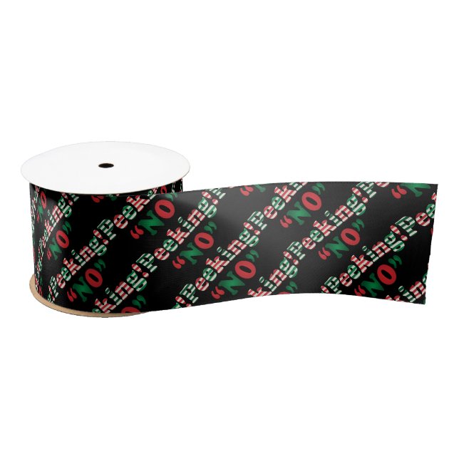 Red, Black and Green No Peeking Christmas Satin Ribbon (Spool)