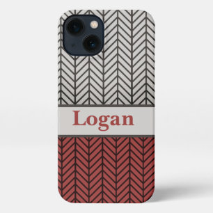 Red Black and Grey Black Masculine Chevron Pattern iPhone 13 Case