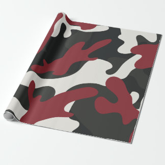 Red, Black, and Grey Camouflage Style Wrapping Paper