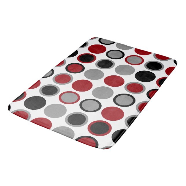 Red, Black and Grey Circles  Bath Mat (Angled)