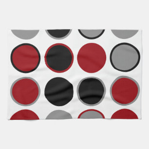 Red, Black and Grey Circles  T Tea Towel