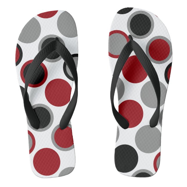 Red, Black and Grey Circles  Thongs (Footbed)