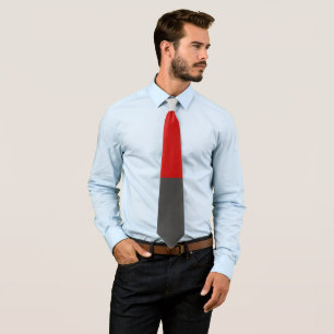 Red Black And Grey Colour Block Print Tie
