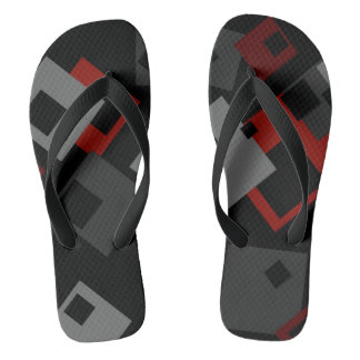 Red Black and Grey Geometric Thongs