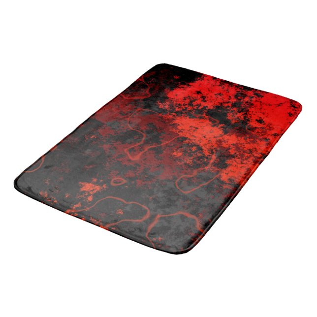 Red, Black and Grey Marble Abstract Bath Mat (Angled)