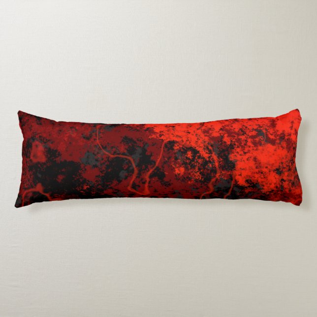 Red, Black and Grey Marble Abstract Body Cushion (Front)