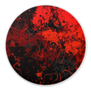 Red, Black and Grey Marble Abstract Ceramic Knob
