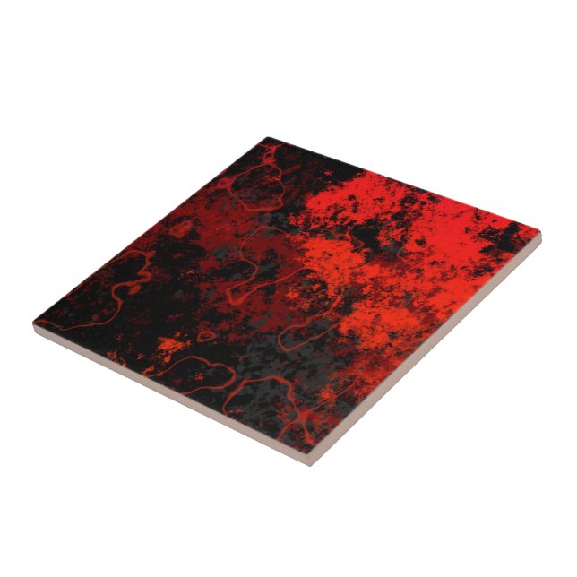 Red, Black and Grey Marble Abstract Ceramic Tile (Side)