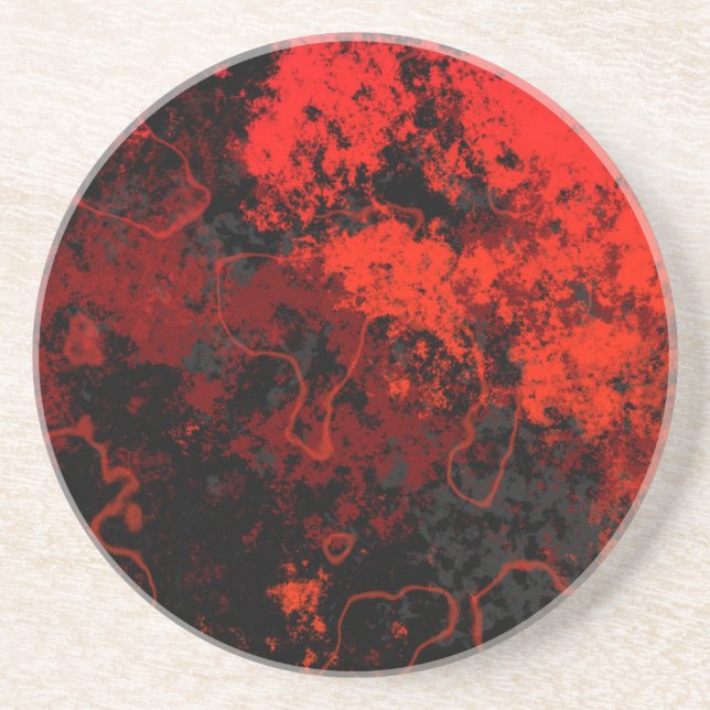 Red, Black and Grey Marble Abstract Coaster (Front)