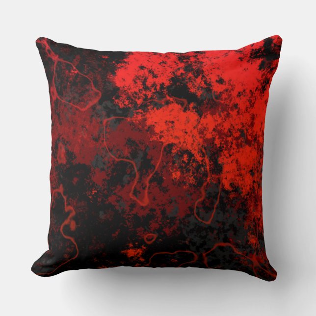 Red, Black and Grey Marble Abstract Cushion (Front)
