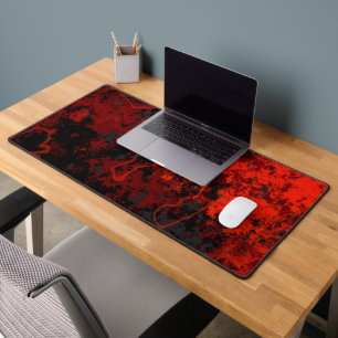Red, Black and Grey Marble Abstract Desk Mat